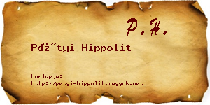 Pétyi Hippolit névjegykártya
